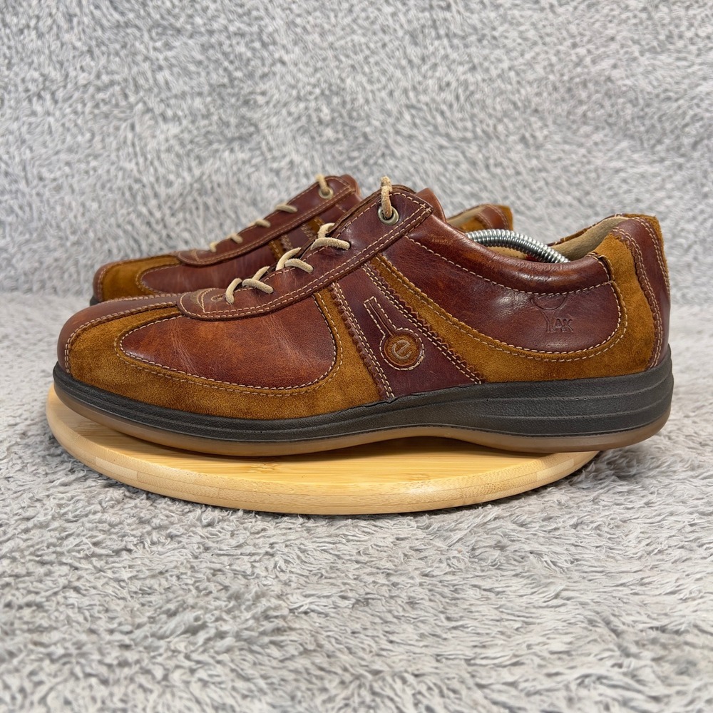 ECCO Yak Leather Suede Oxford Sneakers Mens 46 US 12 Brown Casual Shoes 37504